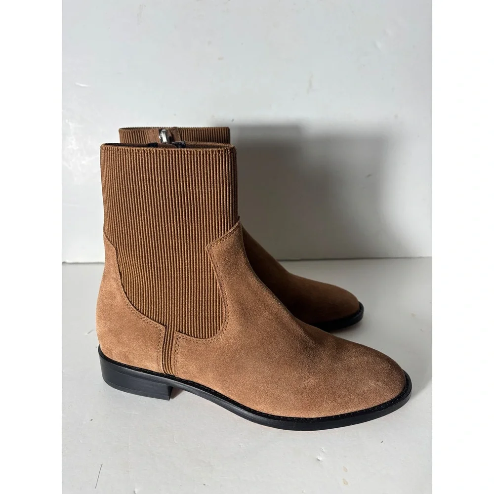Dolce Vita Gineva Boot Womens 8.5 Brown Suede Leather Ankle Western Boho Neutral